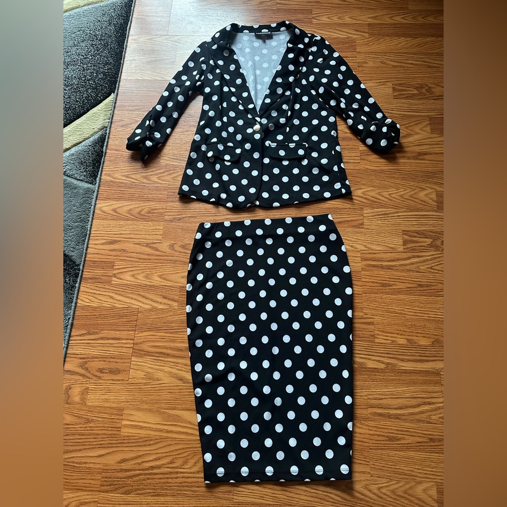 Polka Dot Skirt Set - Black and White